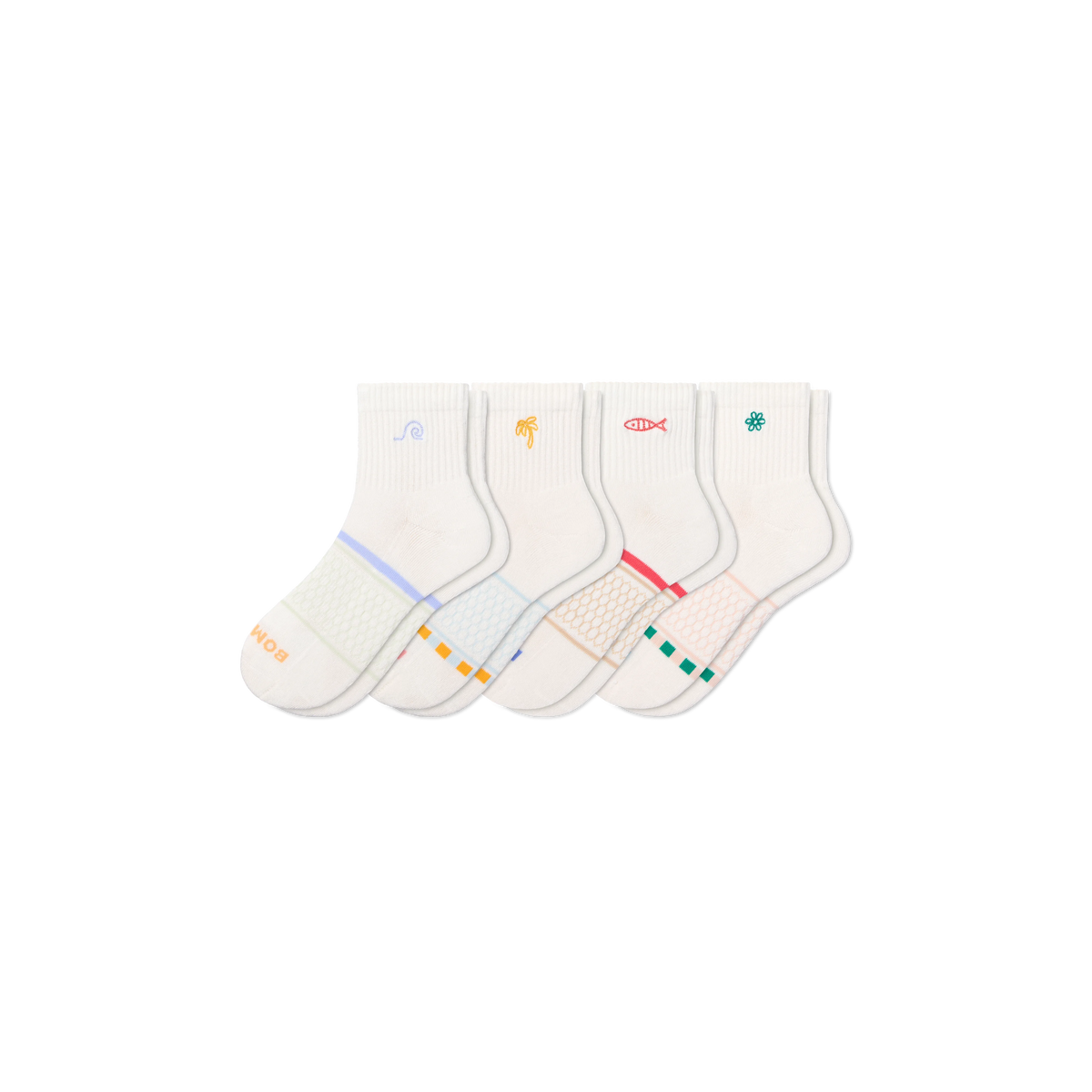 Women's Beach Day Embroidered Quarter Sock 4-Pack